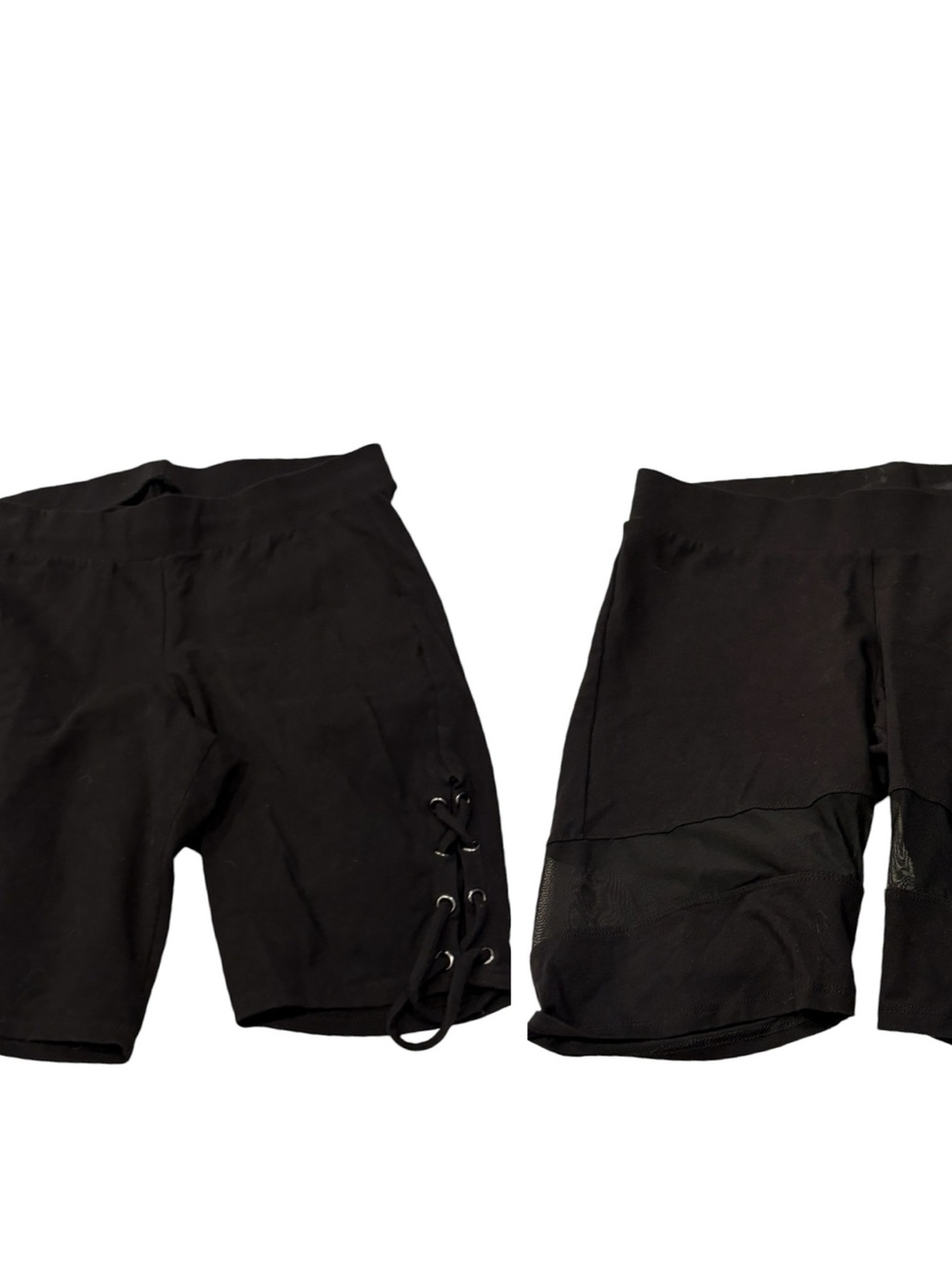 TORRID Women’s Black Biker Shorts Two Pairs-Lace Up and Mesh Panel Size 0/L